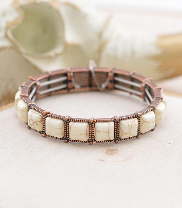 BRACELETS :: STRETCH :: Wholesale Tipi Western Semi Stone Bracelet