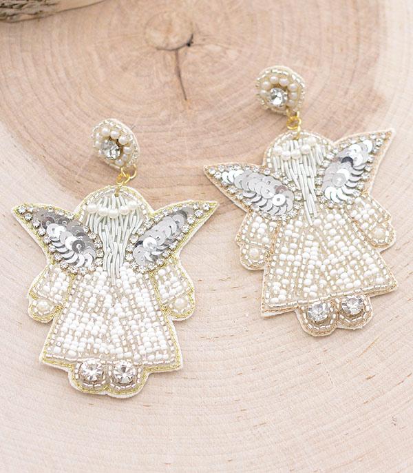 <font color=GREEN>HOLIDAYS</font> :: JEWELRY I BAGS :: Wholesale Seed Beaded Angel Christmas Earrings
