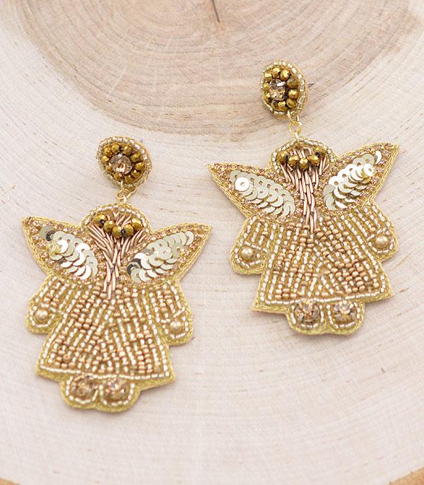 <font color=GREEN>HOLIDAYS</font> :: JEWELRY I BAGS :: Wholesale Seed Beaded Angel Christmas Earrings