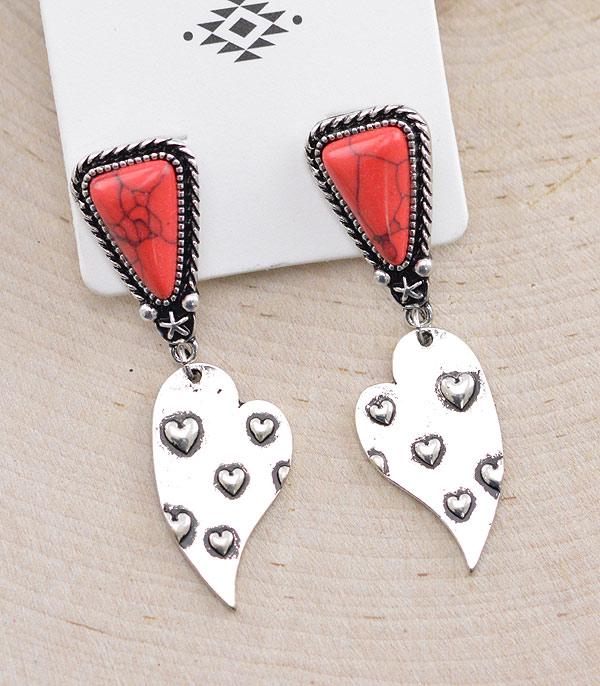 <font color=red>VALENTINE'S</font> :: Wholesale Western Turquoise Post Heart Earrings