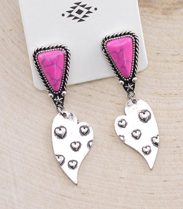 <font color=red>VALENTINE'S</font> :: Wholesale Western Turquoise Post Heart Earrings