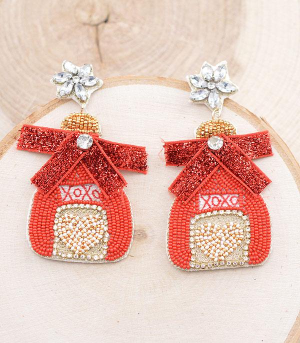 <font color=red>VALENTINE'S</font> :: Wholesale Seed Bead XOXO Valentines Earrings