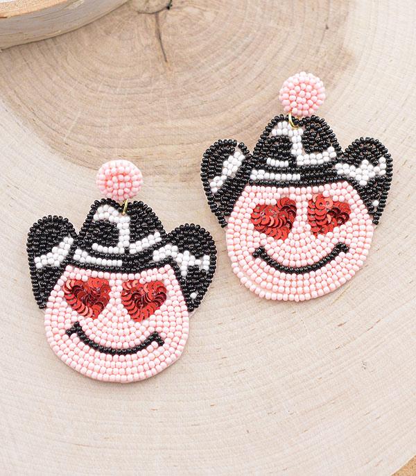 <font color=red>VALENTINE'S</font> :: Wholesale Seed Bead Cowboy Valentines Earrings