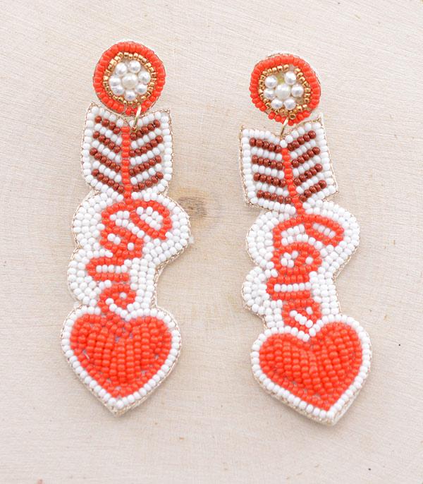 <font color=red>VALENTINE'S</font> :: Wholesale Seed Bead Arrow Heart Earrings