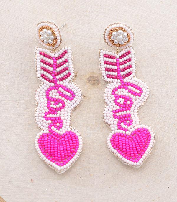 <font color=red>VALENTINE'S</font> :: Wholesale Seed Bead Arrow Heart Earrings
