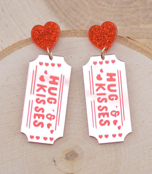 EARRINGS :: TRENDY EARRINGS :: Wholesale Glitter Valentines Ticket Earrings