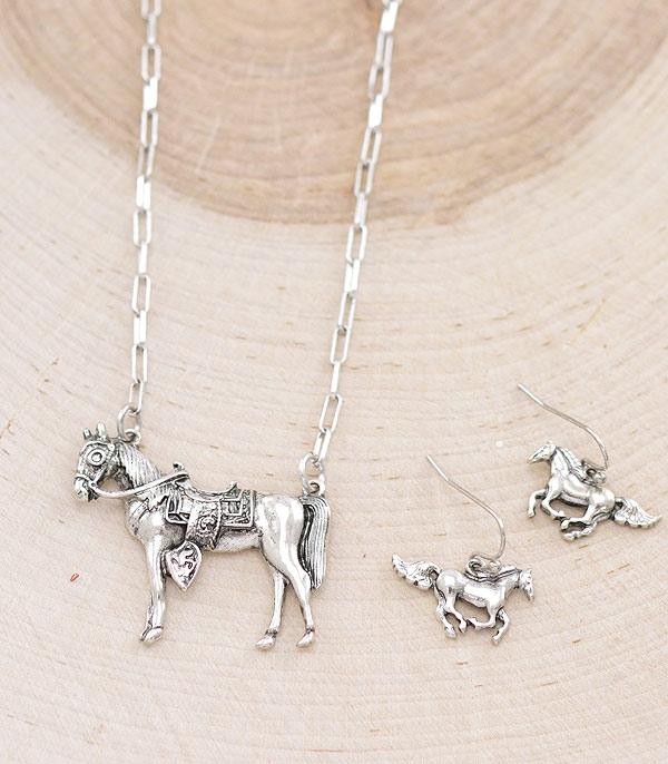 NECKLACES :: CHAIN WITH PENDANT :: Wholesale Tipi Western Horse Pendant Necklace
