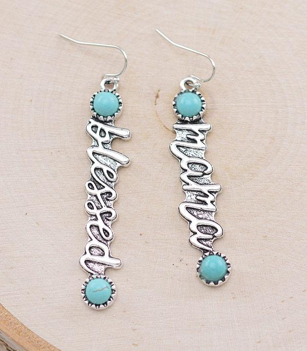 EARRINGS :: TRENDY EARRINGS :: Wholesale Tipi Blessed Mama Letter Earrings