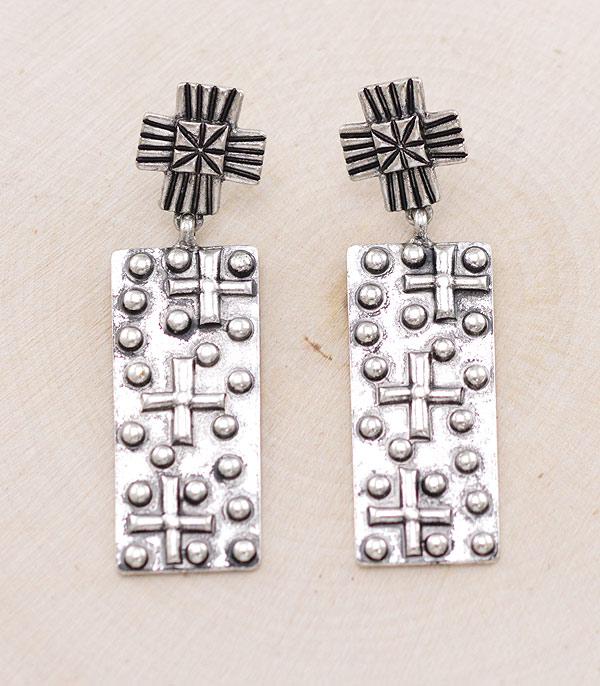 New Arrival :: Wholesale Tipi Western Cross Earrings
