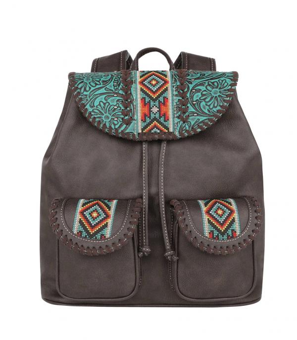 New Arrival :: Wholesale Montana West Tooled Aztec Backpack