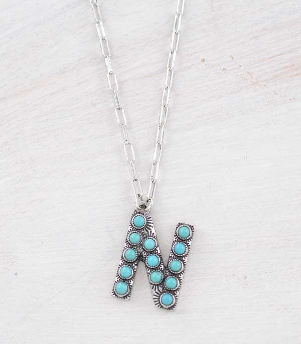 New Arrival :: Wholesale Tipi Turquoise Initial Necklace