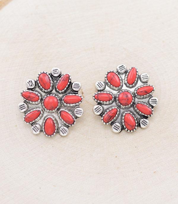 New Arrival :: Wholesale Western Turquoise Concho Earrings