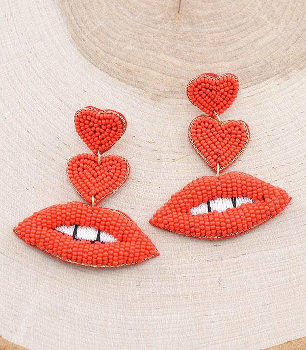 EARRINGS :: TRENDY EARRINGS :: Wholesale Valentines Beaded Earrings