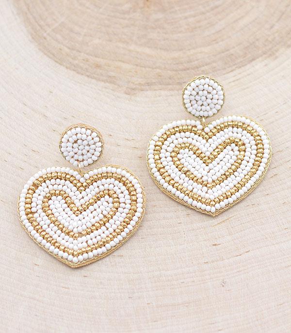 EARRINGS :: TRENDY EARRINGS :: Wholesale Seed Bead Valentines Heart Earrings