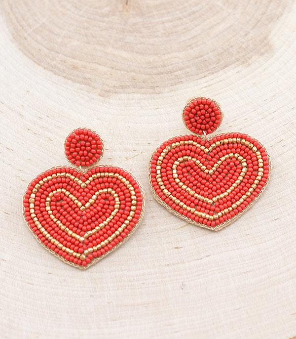 EARRINGS :: TRENDY EARRINGS :: Wholesale Heart Beaded Earrings