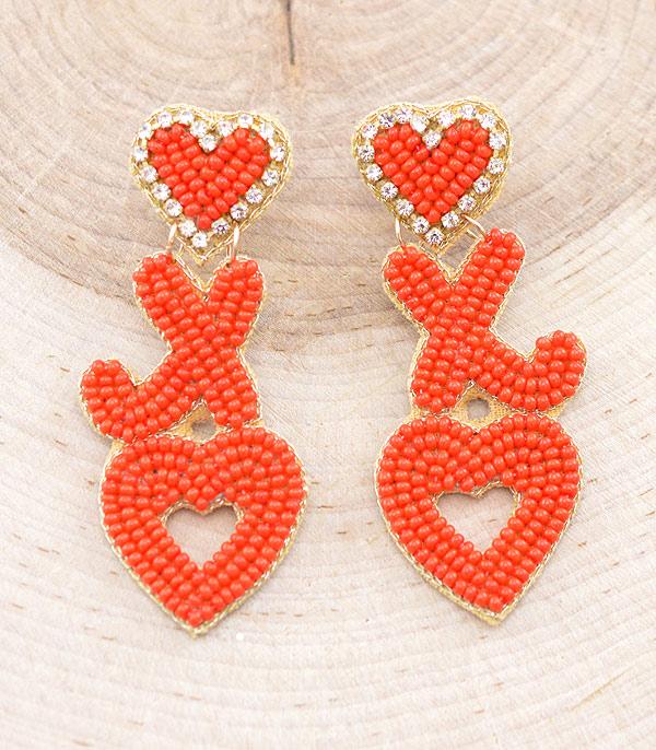 <font color=red>VALENTINE'S</font> :: Wholesale Beaded Valentines Heart Earrings