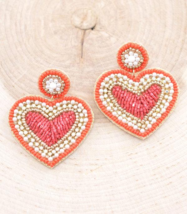 EARRINGS :: TRENDY EARRINGS :: Wholesale Seed Bead Valentines Earrings