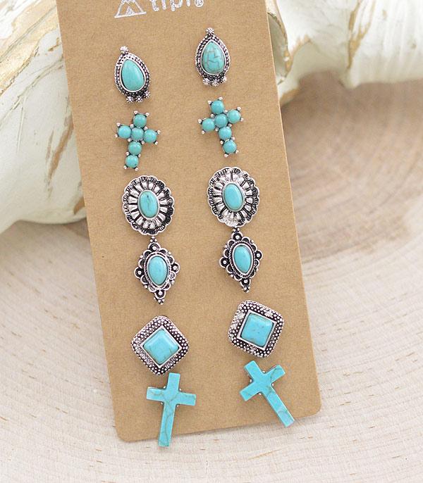 New Arrival :: Wholesale Tipi Turquoise Stud Set