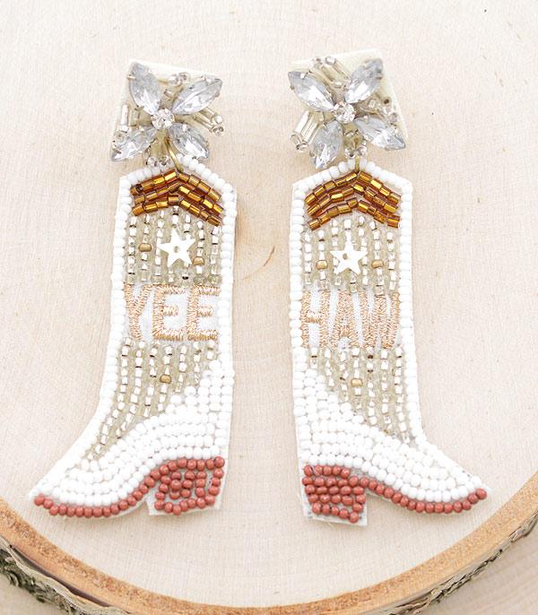 EARRINGS :: WESTERN POST EARRINGS :: Wholesale Yeehaw Cowgirl Boots Beaded Earrings