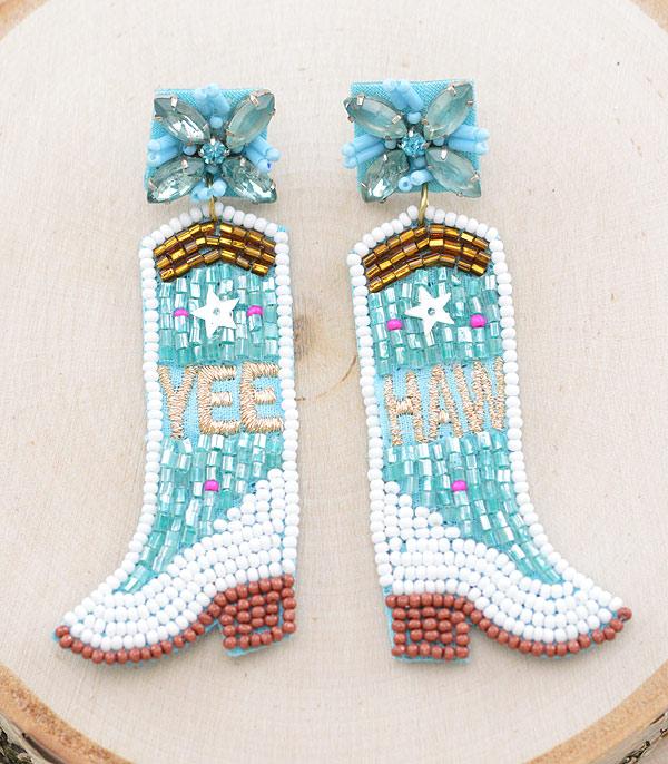 EARRINGS :: WESTERN POST EARRINGS :: Wholesale Yeehaw Cowgirl Boots Beaded Earrings