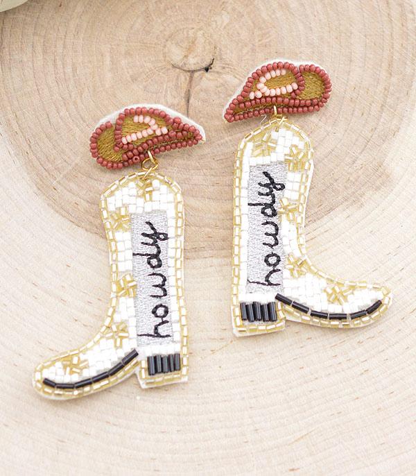 EARRINGS :: WESTERN POST EARRINGS :: Wholesale Howdy Cowgirl Boots Beaded Earrings