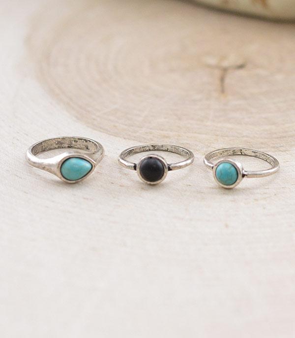 RINGS :: Wholesale Turquoise Dainty Ring Set