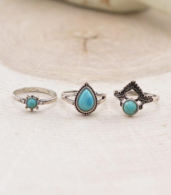 RINGS :: Wholesale Turquoise Dainty Ring Set