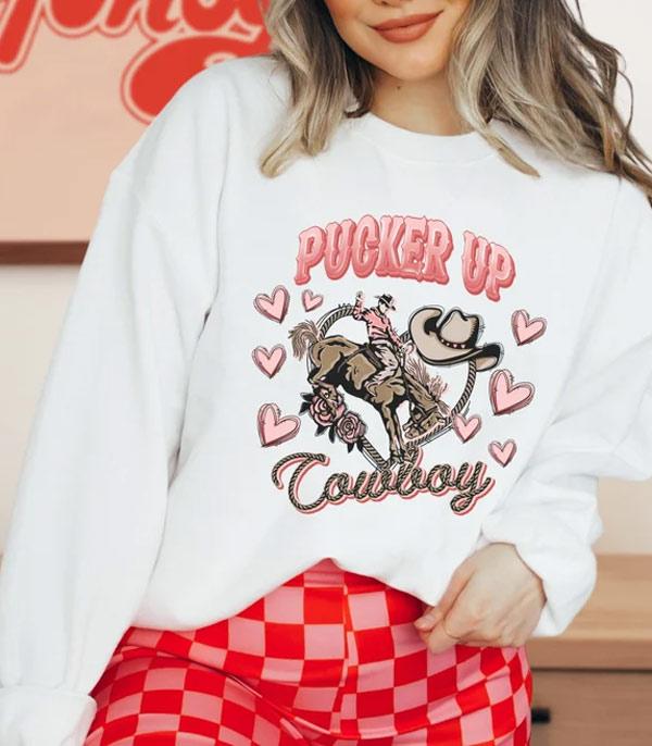 <font color=red>VALENTINE'S</font> :: Wholesale Pucker Up Cowboy Sweatshirt