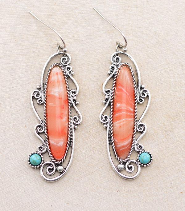 EARRINGS :: WESTERN HOOK EARRINGS :: Wholesale Western Semi Stone Earrings