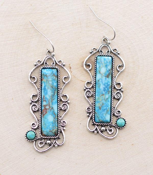 EARRINGS :: WESTERN HOOK EARRINGS :: Wholesale Western Turquoise Bar Earrings