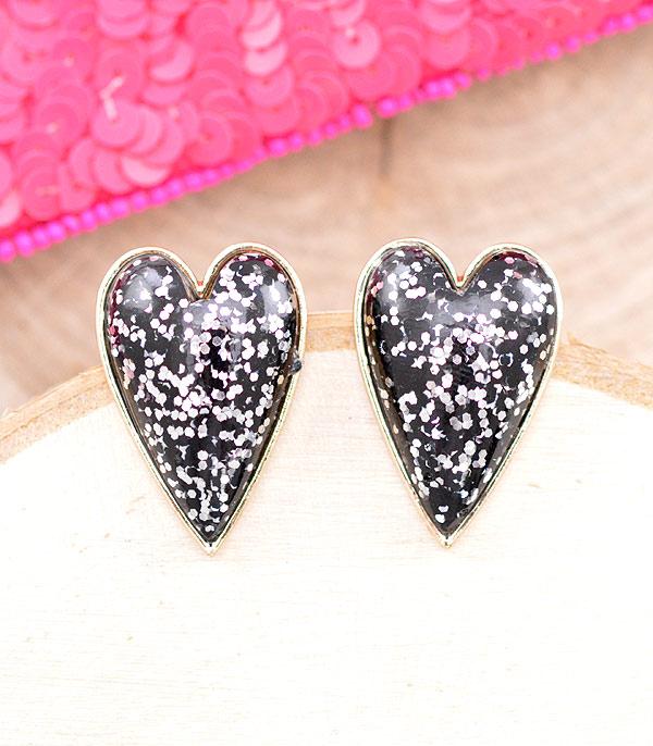 EARRINGS :: POST EARRINGS :: Wholesale Glitter Valentines Heart Earrings