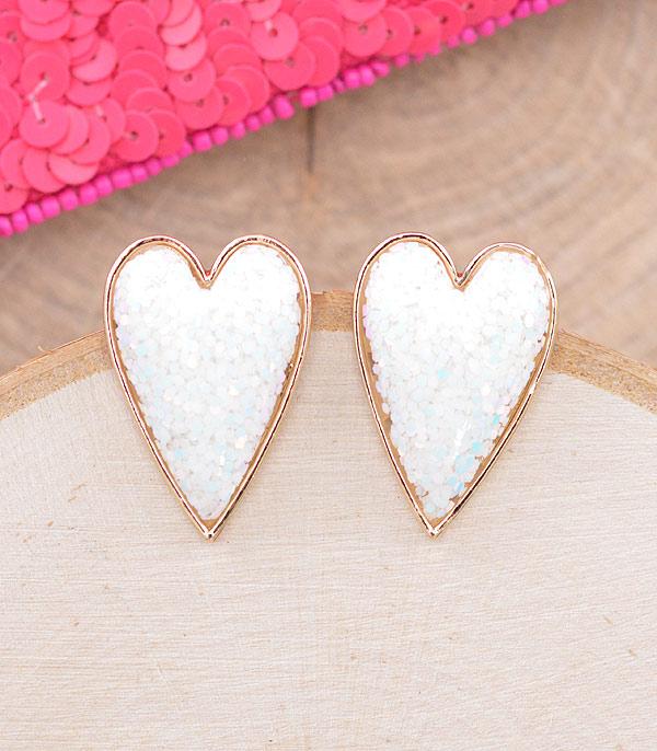 <font color=red>VALENTINE'S</font> :: Wholesale Glitter Valentines Heart Earrings