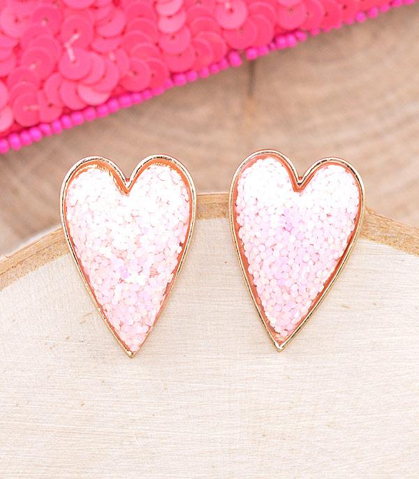 <font color=red>VALENTINE'S</font> :: Wholesale Glitter Valentines Heart Earrings