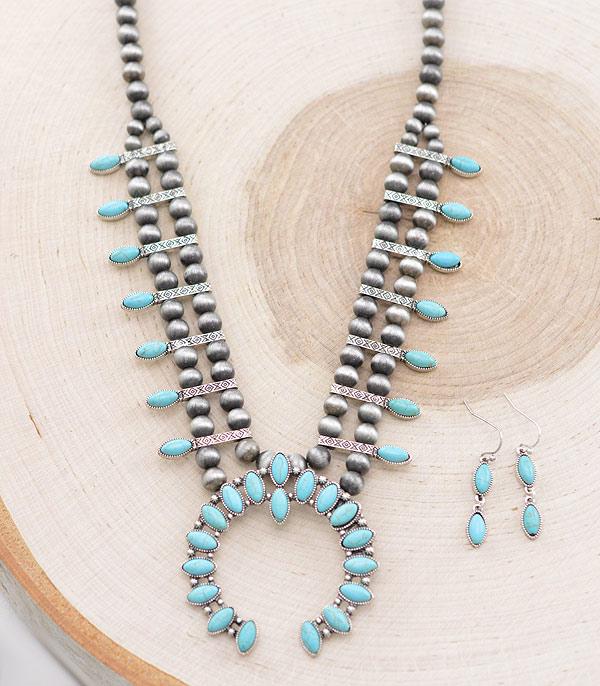 <font color=Turquoise>TURQUOISE JEWELRY</font> :: Wholesale Western Squash Blossom Necklace Set