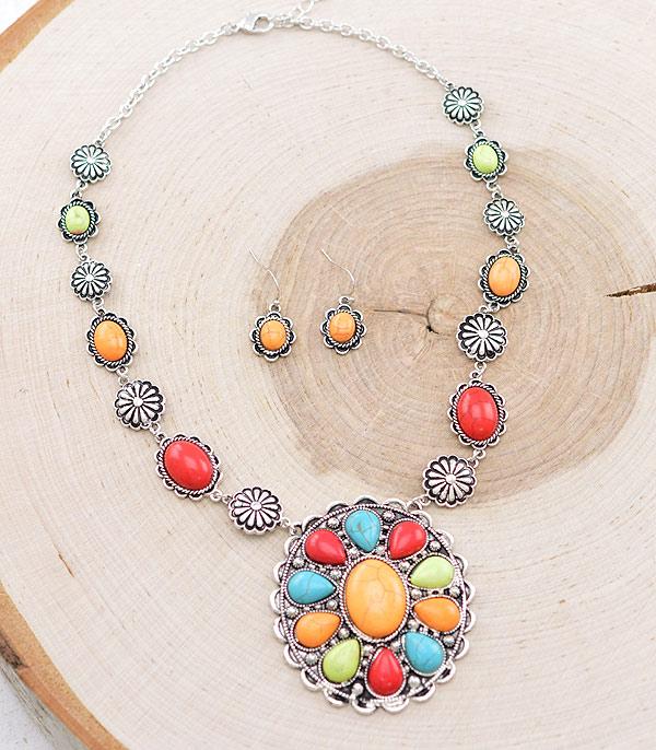 NECKLACES :: WESTERN TREND :: Wholesale Western Turquoise Concho Necklace Set
