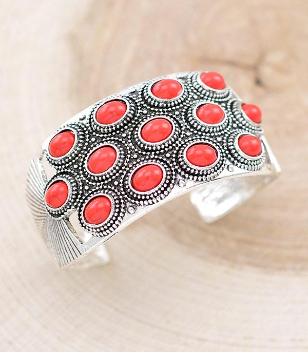 BRACELETS :: CUFF I BANGLE :: Wholesale Western Semi Stone Cuff Bracelet