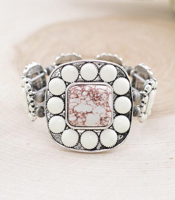 BRACELETS :: STRETCH :: Wholesale Western Style Chunky Stone Bracelet