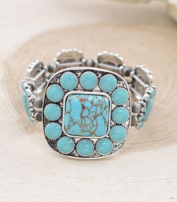 BRACELETS :: STRETCH :: Wholesale Western Turquoise Chunky Bracelet