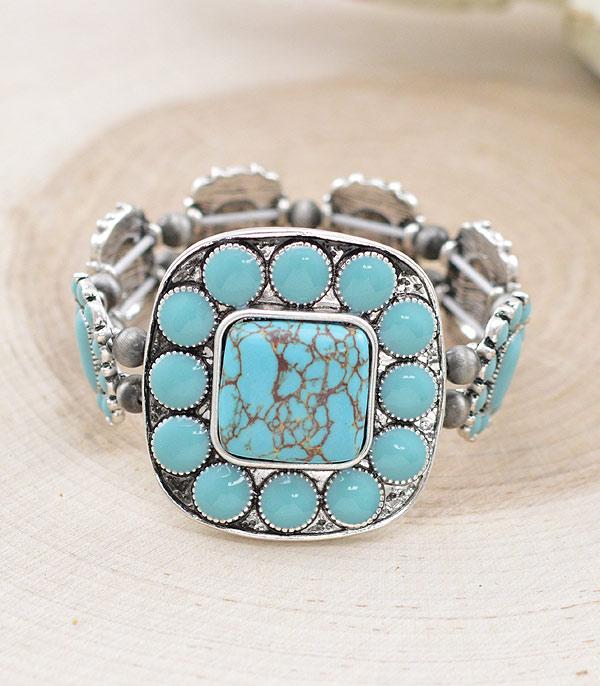 BRACELETS :: STRETCH :: Wholesale Western Turquoise Chunky Bracelet