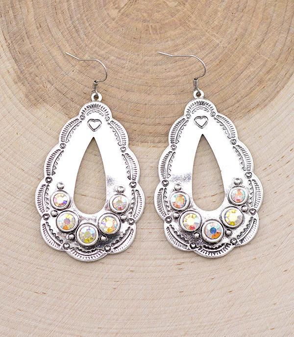 EARRINGS :: WESTERN HOOK EARRINGS :: Wholesale Western Concho Teardrop Earrings