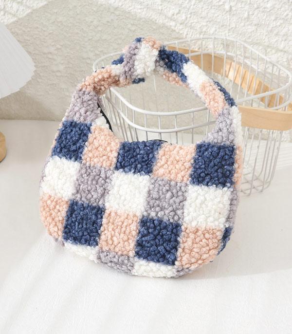 HANDBAGS :: FASHION :: Wholesale Sherpa Checker Print Mini Bag