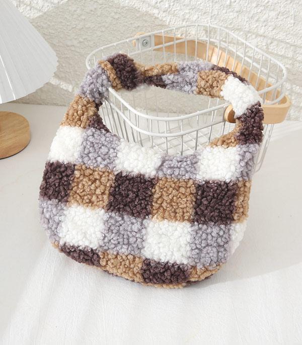 HANDBAGS :: FASHION :: Wholesale Sherpa Checker Print Mini Bag