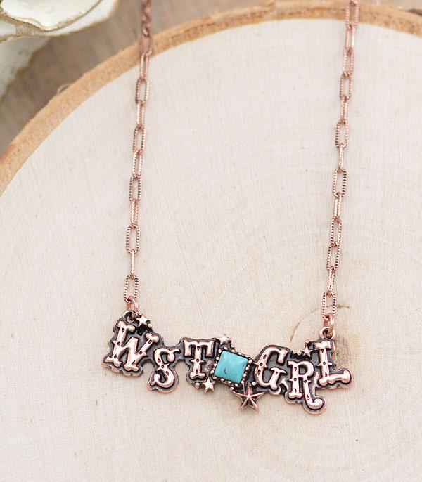 NECKLACES :: CHAIN WITH PENDANT :: Wholesale Western Cowgirl Letter Necklace