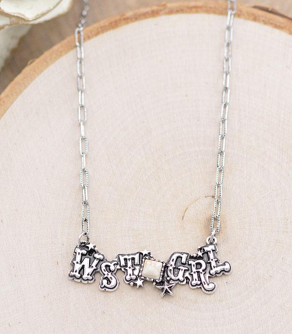 NECKLACES :: CHAIN WITH PENDANT :: Wholesale Western Cowgirl Letter Necklace