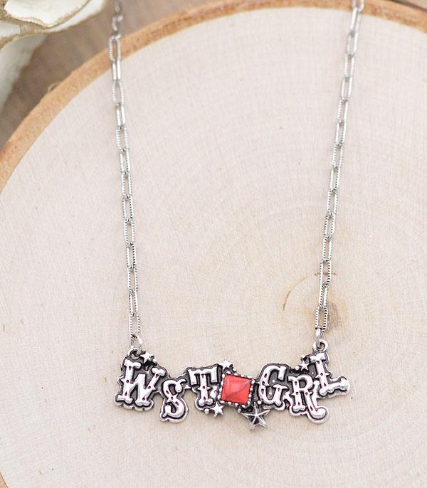 NECKLACES :: CHAIN WITH PENDANT :: Wholesale Western Cowgirl Letter Necklace