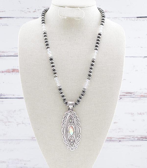 NECKLACES :: WESTERN LONG NECKLACES :: Wholesale Western Concho Pendant Necklace