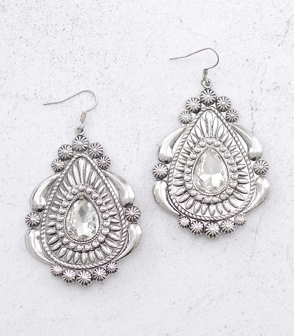 EARRINGS :: WESTERN HOOK EARRINGS :: Wholesale Western Concho Teardrop Earrings