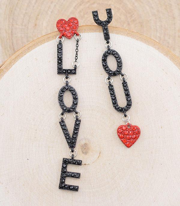 <font color=red>VALENTINE'S</font> :: Wholesale Valentines Love Rhinestone Earrings