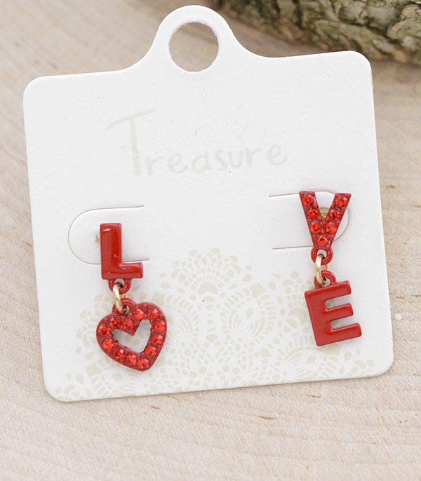 <font color=black>SALE ITEMS</font> :: JEWELRY :: Earrings :: Wholesale Rhinestone Love Stud Earrings