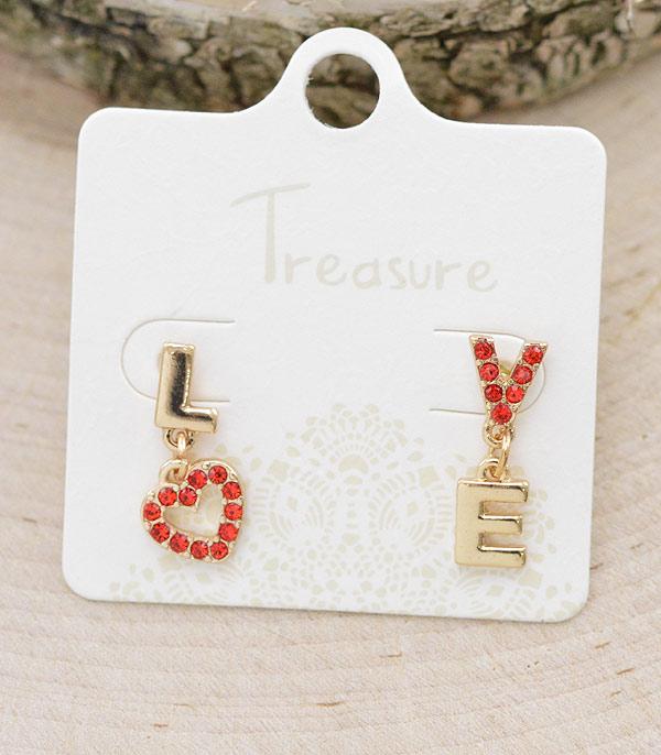 EARRINGS :: POST EARRINGS :: Wholesale Rhinestone Love Stud Earrings